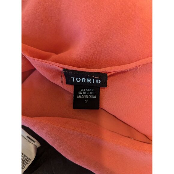 Torrid Coral Sleeveless V-Neck Chiffon Swing Camisole Top 2 *has snags - Picture 5 of 5